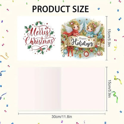 jinglinhh 6pcs Diamond Art Painting Merry Christmas Angel Gifts Tree Greeting Cards with Envelopes, DIY Card Making Kits for Adults, Diamond Art Postcards Christmas Cards Craft Gifts - Image 2