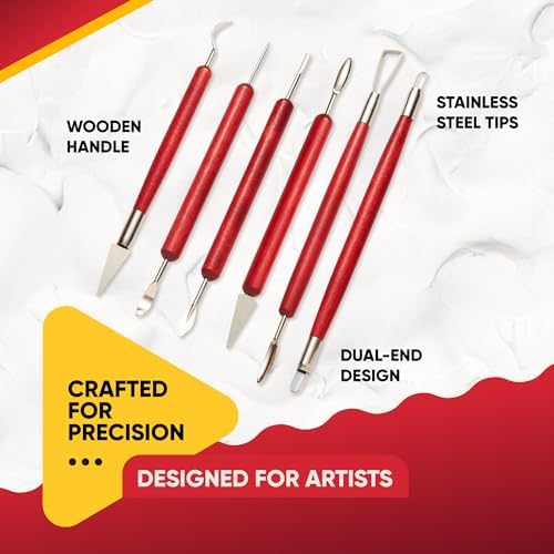 6 Pcs Clay Sculpting Tools for Air Dry & Polymer Clay, 6pc Pottery Tools - Image 6