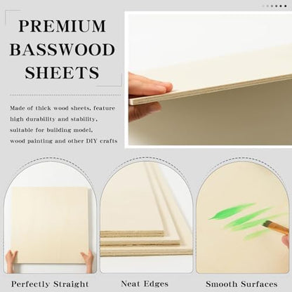 3 Pack 24 x 24 x 1/4 Inch-6mm Thick Basswood Sheets for Crafts - Unfinished Plywood Boards Square for DIY Laser Projects, Wood Burning, Engraving, Staining, Architectural Model - Image 3