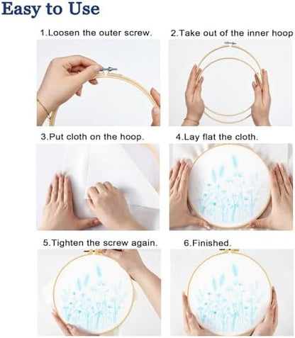 Crafmanoe Flower Embroidery Kits for Beginners Adults, Hand DIY Embroidery Starter Kits, Floral Stamped Cross Stitch Kits for Beginners Adults Craft Kits for Women, Embroidery Hoops, Fabric and Thread - Image 7