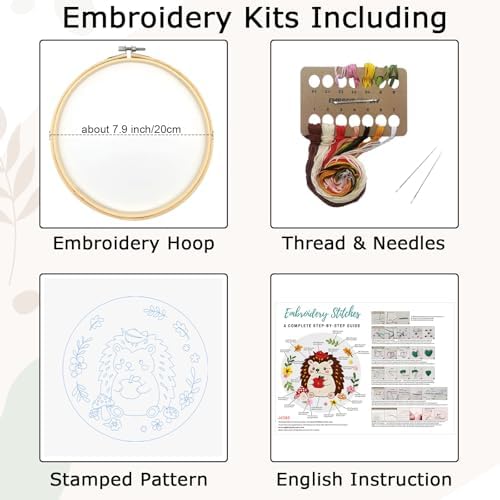Louise Maelys Hedgehog Embroidery Kit, Cross Stitch Kit for Beginner - Image 4