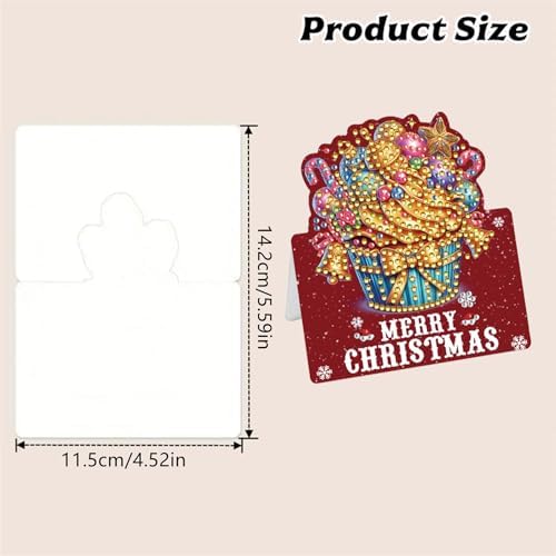 jinglinhh 6pcs Diamond Art Painting Christmas Cupcake Greeting Cards with Envelopes, DIY Card Making Kits for Adults, Diamond Art Christmas Cards for Birthday Holiday Postcards - Image 2