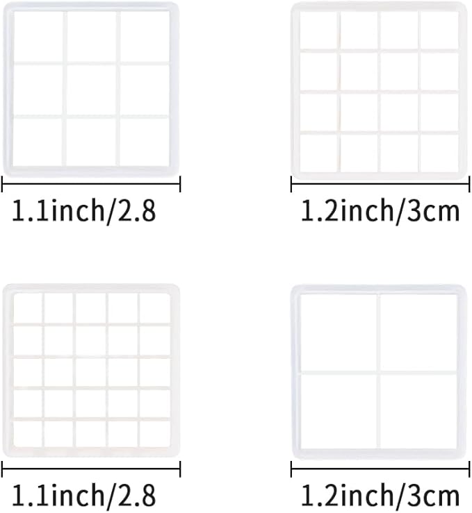 Xaekicr Grid Square Polymer Clay Cutters Set – 4PCS Geometric Clay Cutters for DIY Jewelry Making, Clay Tools for Polymer Clay Molds and Earring Projects