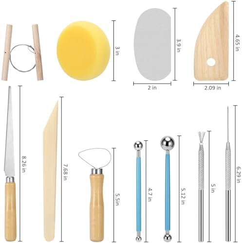 Blisstime 18PCS Clay Sculpting Tools, Basic Clay Pottery Carving Tool Kit with Wooden Handles and Tool Bag - Image 4