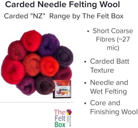The Felt Box Roving Wool Red for Felting – 100g Carded Batts (3.5oz) Core & Craft Wool - Image 2