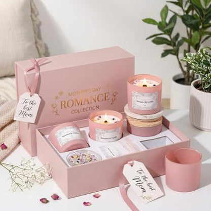 REISEN 6 Pcs 12oz Assorted Pink Glass Candle Jars with Lids & Crystal Rocks - Image 5