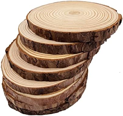 Unfinished Natural with Tree Bark Wood Slices 9 Pcs 5.1-5.5inch Disc Coasters Wood Coaster Pieces Craft Wood kit Circles Crafts Christmas Ornaments DIY Crafts with Bark for Crafts Rustic Wedding - Image 3