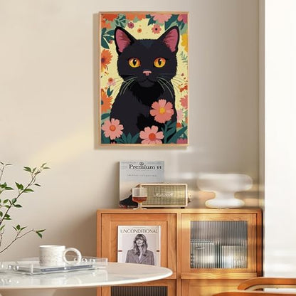 Fountor Framed Paint by Numbers Kit for Adults Beginner 8x12 in, Black Cat - Image 2
