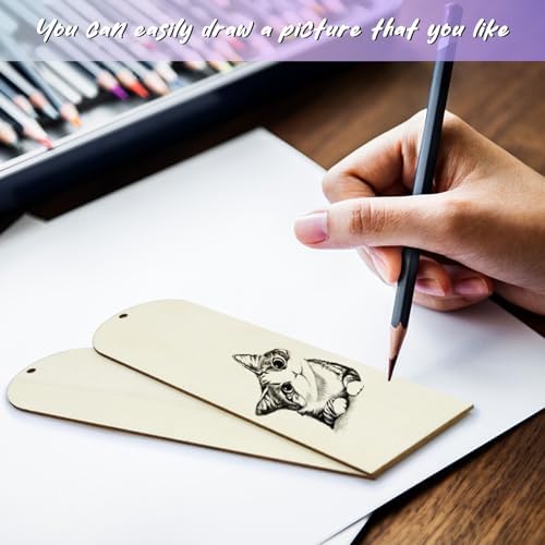 100 PCS Arch Unfinished Wood Bookmarks with 10M Rope - Image 6