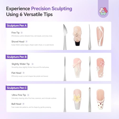 SAVILAND Dual-Head 3D Nail Art Sculpture Pen 3PCS - Image 3