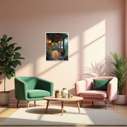 obterie Landscape Paint by Numbers Kit for Adults Beginner Garden Oil Painting Kit Adult Paint by Number Kits on Canvas DIY Painting for Beginners Art by Numbers for Gifts Home Wall Decor 16x20 Inch - Image 5