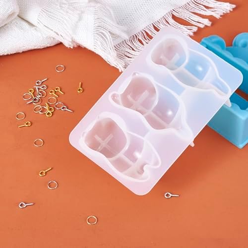 1Pcs Cat Shape Silicone Molds Cute Cat Kitten Keychain Resin Molds Pet Kitten Cabochons Silicone Mold with 20pcs Bails and 20pcs Jump Rings for DIY Earrings Keychain Jewelry Making Supplies - Image 6