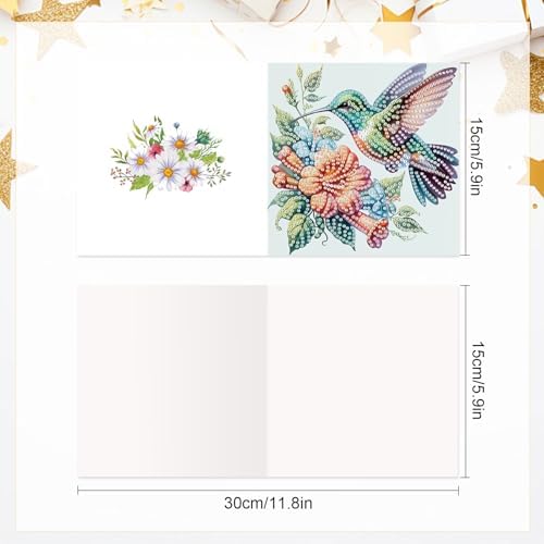 Tontut 6pcs Diamond Art Painting Kit Greeting Card, Balloon Puppy 5D DIY Diamond Handmade Holiday Glitter Greeting Card with Envelope, Holiday Gift Congratulation - Image 2