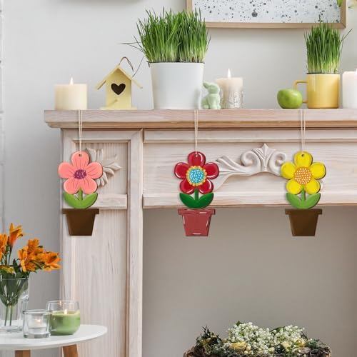Large Size 7" Wooden Spring Ornaments to Paint, Flower Wooden DIY Blank Unfinished Round Wood Discs Ornament for Crafts Hanging Decorations(10PCS) - Image 5