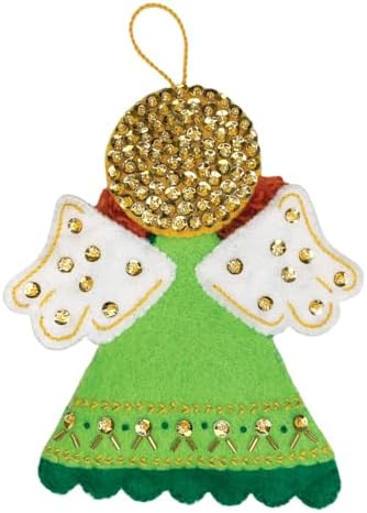 MerryStockings Felt Ornament Kit, Collectible Angels Series, DIY, Sequins, Beads, Embellishments, Step by Step Instructions and Each Angel has Multiple Skin Tone Options (St. Patrick's Day) - Image 2