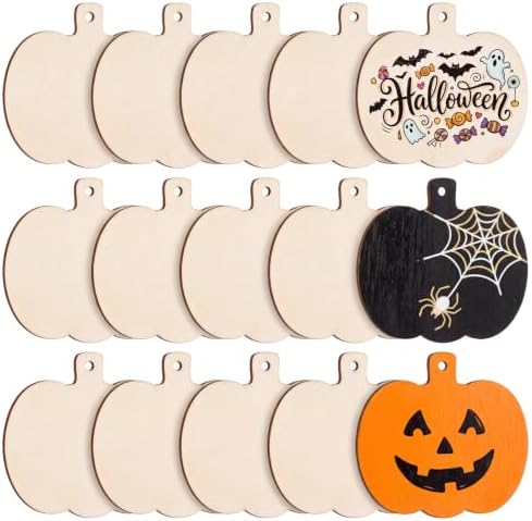 15PCS Pumpkin Wood Cutouts, 4" Unfinished Wood Ornaments for Crafts by Unknown