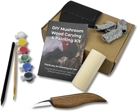 Sharky DIY Mushroom Wood Carving Kit for Beginners by SHARKYFORGEDSTEELTOOLS