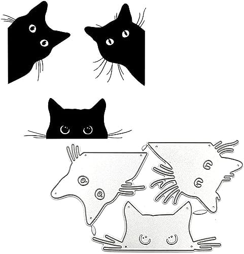 Scrapbooking Die-Cuts, Christmas Metal Cutting Dies for Card Making, Paper Craft Punch Template, Background Embossing Stencils, DIY Album Décor (3 Pcs Cat-10.9x6.4cm) - Image 2