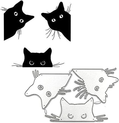 Scrapbooking Die-Cuts, Christmas Metal Cutting Dies for Card Making, Paper Craft Punch Template, Background Embossing Stencils, DIY Album Décor (3 Pcs Cat-10.9x6.4cm) - Image 2
