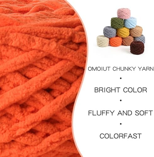 Plush Chenille Chunky Velvet 100g (49.2yd) - Fluffy Yarn for Crochet & Knitting - Baby Amigurumi Yarn (Orange) - Image 2