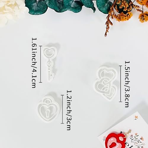 Xaekicr Heart Lock and Key Clay Cutters Set – 3PCS Polymer Clay Cutters for Earrings, Valentine’s Day Clay Earring Cutters, Polymer Clay Molds for Jewelry Making, Clay Tools - Image 3