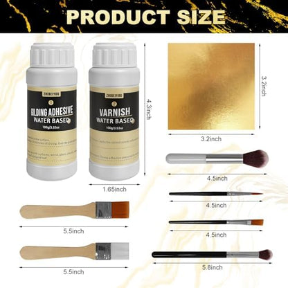 200 Pieces Gold Leaf Sheets, Complete Gilding Adhesive Kit for Gold Leaf - Image 6