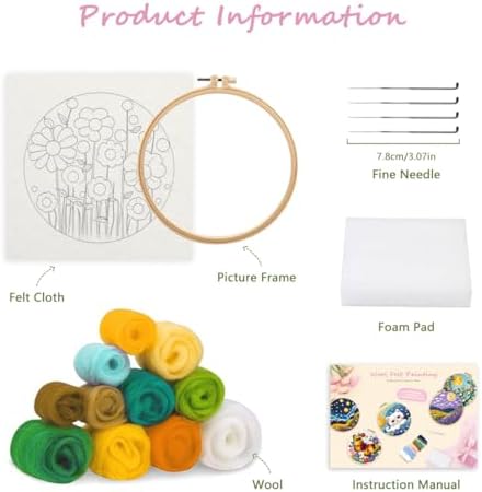 CaptainCrafts Needle Felting Kit for Adults Flower Bouquets Pattern - Image 5