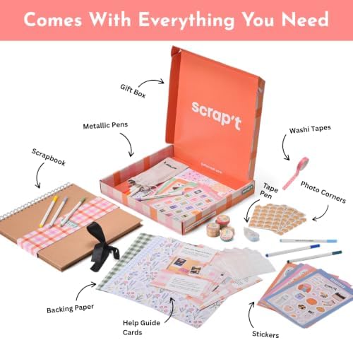 Scrapbook Kit - Large 80 Page Photo Album DIY Scrapbook - Holds 300+ Photos, With Metallic Pens, 200+ Stickers, Glue Pen, Washi Tapes, Backing Paper, Photo Corner Stickers (Starter Kit - 12 x 12 Inch) - Image 2