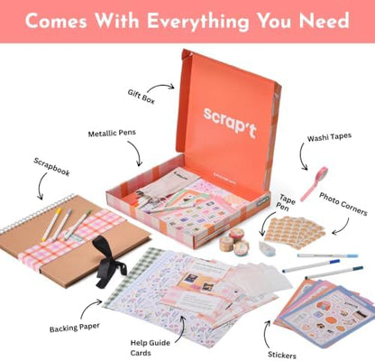 Scrapbook Kit - Large 80 Page Photo Album DIY Scrapbook - Holds 300+ Photos, With Metallic Pens, 200+ Stickers, Glue Pen, Washi Tapes, Backing Paper, Photo Corner Stickers (Starter Kit - 12 x 12 Inch) - Image 2