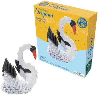 House of Marbles 3D Origami Swan Craft Kit, 25-Piece FSC-Certified Paper Folding Set with Step-by-Step Instructions, Creative Display Project for Kids and Adults - Image 3