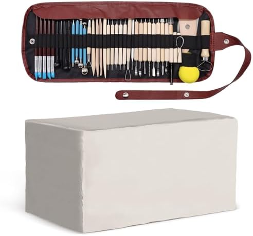VIBRATITE 10LB Air Dry Clay with 40PCS Pottery Tools, White Modeling Clay by VIBRATITE
