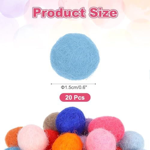 PATIKIL Wool Felt Balls Beads Wool Felting Pom 1.5cm 15mm Light Blue for Home Decor DIY Crafts Handcrafts Project Pack of 20 - Image 2