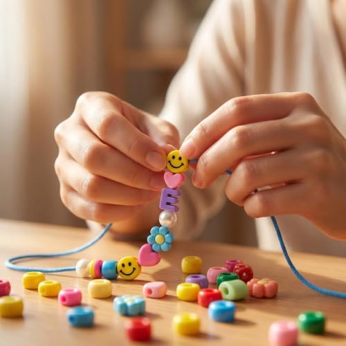 450PCS Beaded Keychain Making Kit with Sports Balls & Big Bow Beads, Y2K Preppy Bag Charm & Phone Lanyard Craft Supplies, DIY Friendship Bracelet Jewelry Kit with Smiley Face, Letter, Pearl for Teens - Image 2