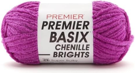 Premier Basix Chenille Brights Yarn, Plush Bulky Chenille Yarn for Crocheting & Hand Knitting, Soft Yarn for Cozy Projects, Chunky Yarn for Hand Knitting, Bright Violet by Premier