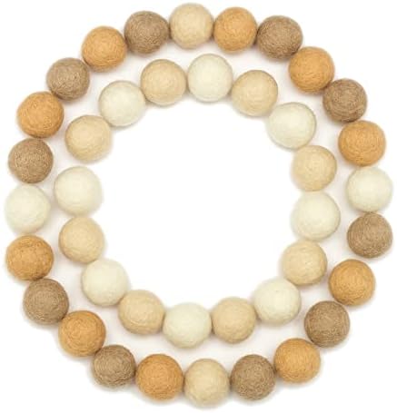 Glaciart One Felt Wool Balls, Felt Pom Poms (40 Pieces) 2 Centimeters - 0.8 Inch, Handmade Felted Beige Colors- Bulk Small Puff for Felting and Garland by GlaciartOne