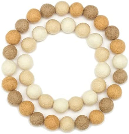 Glaciart One Felt Wool Balls, Felt Pom Poms (40 Pieces) 2 Centimeters - 0.8 Inch, Handmade Felted Beige Colors- Bulk Small Puff for Felting and Garland by GlaciartOne