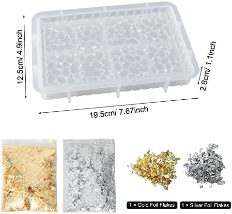 JiaMai US Yayatty Jewelry Casting Silicone Molds, Rectangle Diamond Pattern Resin Molds with Gold Foil Flakes for Tray Making, Home Decoration - Image 4