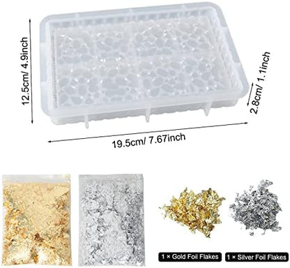 JiaMai US Yayatty Jewelry Casting Silicone Molds, Rectangle Diamond Pattern Resin Molds with Gold Foil Flakes for Tray Making, Home Decoration - Image 4