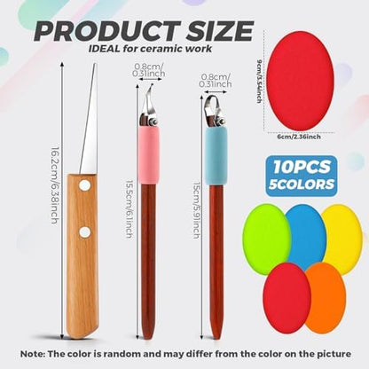 Leriton 2 Pack Clay Carving Tools Pottery Scrapers, Set 5, Colorful - Image 2