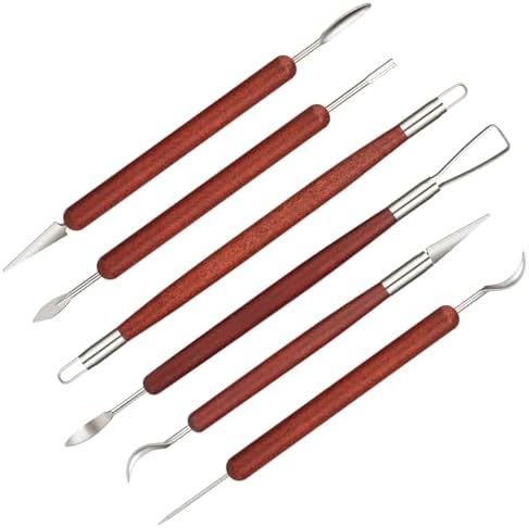 Amrules 6 Pcs Double-Ended Clay Carving Tools Set for Adults, Red by Amrules