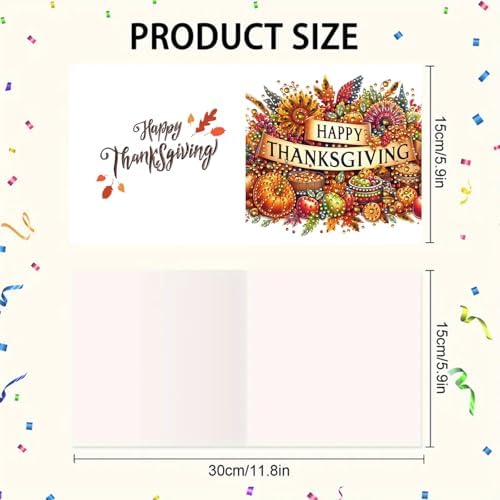 6Pcs Thanksgiving Greeting Card DIY Diamond Art Painting Greeting Cards Special Shaped Diamond Autumn Blessing Folding Card Kit Arts Crafts for Birthday Festival (Thanksgiving Day) - Image 6