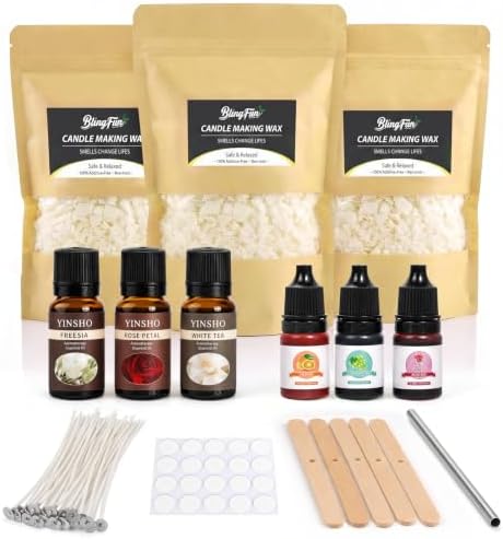Blingfun Candle Making Kit for Beginners, Soy Wax Candle Making Supplies with Natural Soy Wax, Essential Oils, Candle Dye & Candle Wicks, DIY Home Craft Gift for Adults & Women by Blingfun