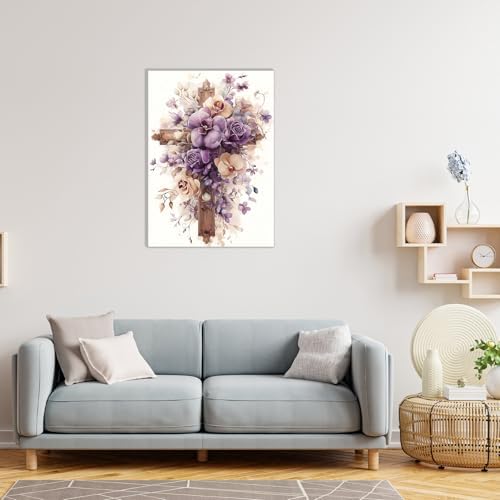 MAXBYE Framed Paint by Numbers Kits for Adults, Cross Flowers Paint by Numbers Kit for Adults with Wooden Easel, Easy DIY Oil Painitings Kits with Tools for Beginners Gift Home Wall Decor 10×14 Inch - Image 3