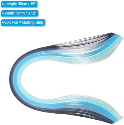 PATIKIL 600pcs Rainbow Quilling Strips Paper 1/8"(3mm) 15" Gradient Blue - Image 2