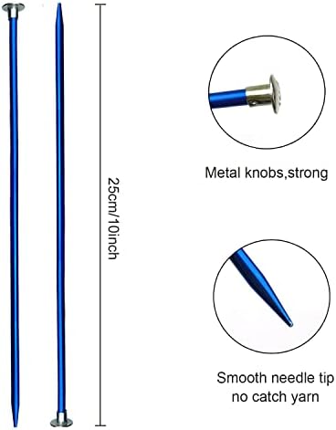 Weabetfu Aluminum Metal Knitting Needle,Colored Straight Single Pointed,10-inch Length for Handmade DIY Knitting,Size US 5(3.75mm) - Image 3