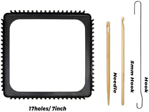 ULIONTAC Solid Metal Square Weaving Loom Tool Potholder Set (7 inch, Black) - Image 3