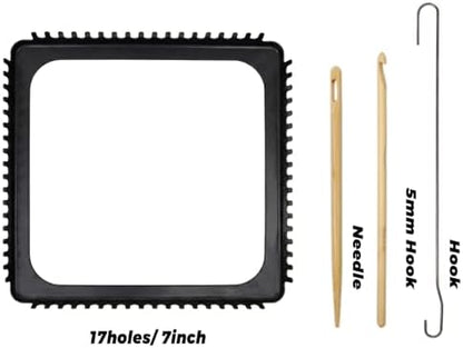 ULIONTAC Solid Metal Square Weaving Loom Tool Potholder Set (7 inch, Black) - Image 3