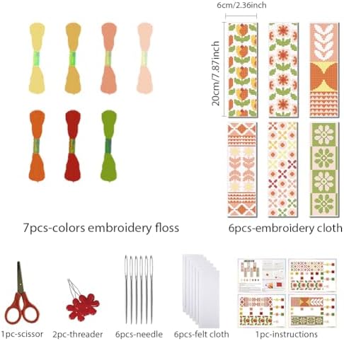 FREEBLOSS 6 Set Bohemian Cross Stitch Bookmark Kit - Image 2