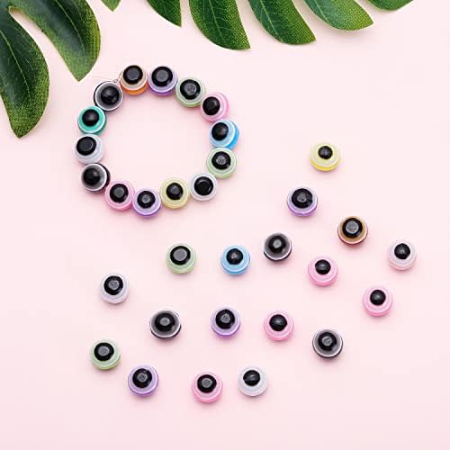 200pcs Sphere Round Evil Eye Beads Handmade Resin Lampwork Beads 8mm Charms Spacer Bead with Elastic Rope for Bracelets Necklace Jewelry Craft Making (Sphere Round Multicolor) - Image 3