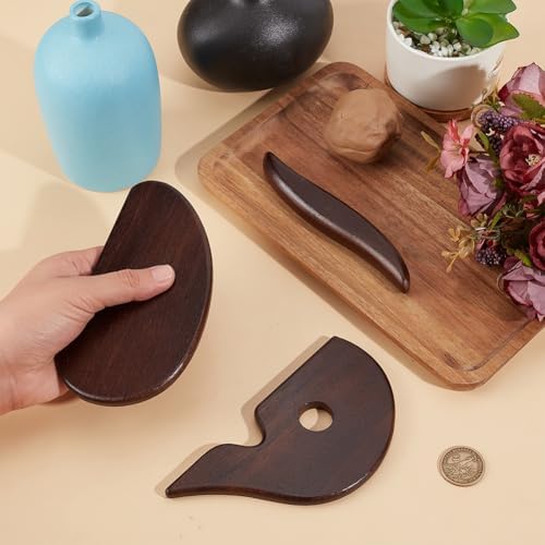 BENECREAT 3PCS Wooden Rib Ceramics Tools, Pottery Ribs for Pottery Tools and Clay Tools, Ceramic Sculpting Tool for DIY Smooths Shapes Mud Trimming Throwing - Image 3